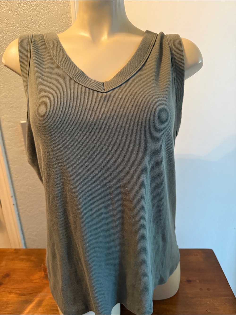 Sonoma Olive Ribbed V-Neck Tank Top
